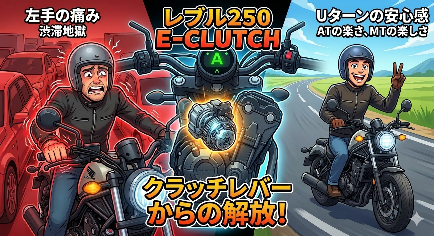 【レブル250 E-Clutch】MTとATのいいとこ取り？「握らなくていい自由」がバイクの楽しさを上乗せする理由